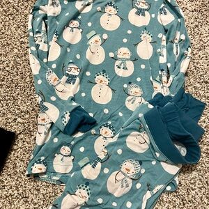 Little Sleepies Teal Snowman Kids Pajama Set